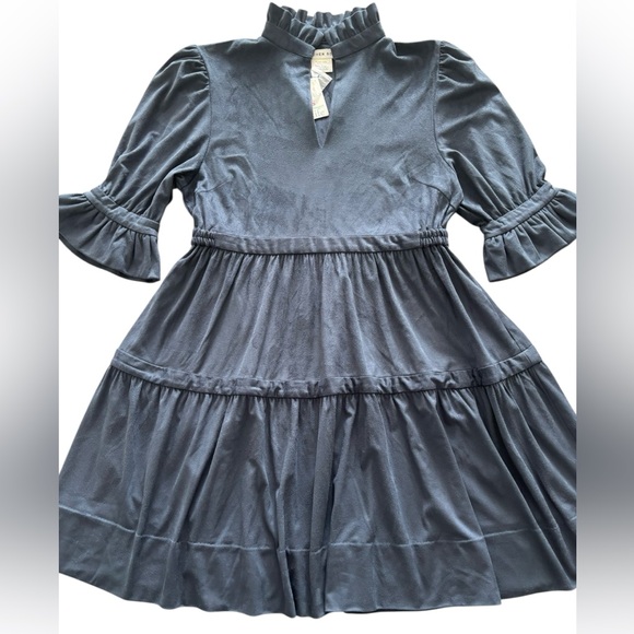 GRETCHEN SCOTT ULTRA SUEDE TEARDROP DRESS NAVY NWT SIZE LARGE - Picture 3 of 11